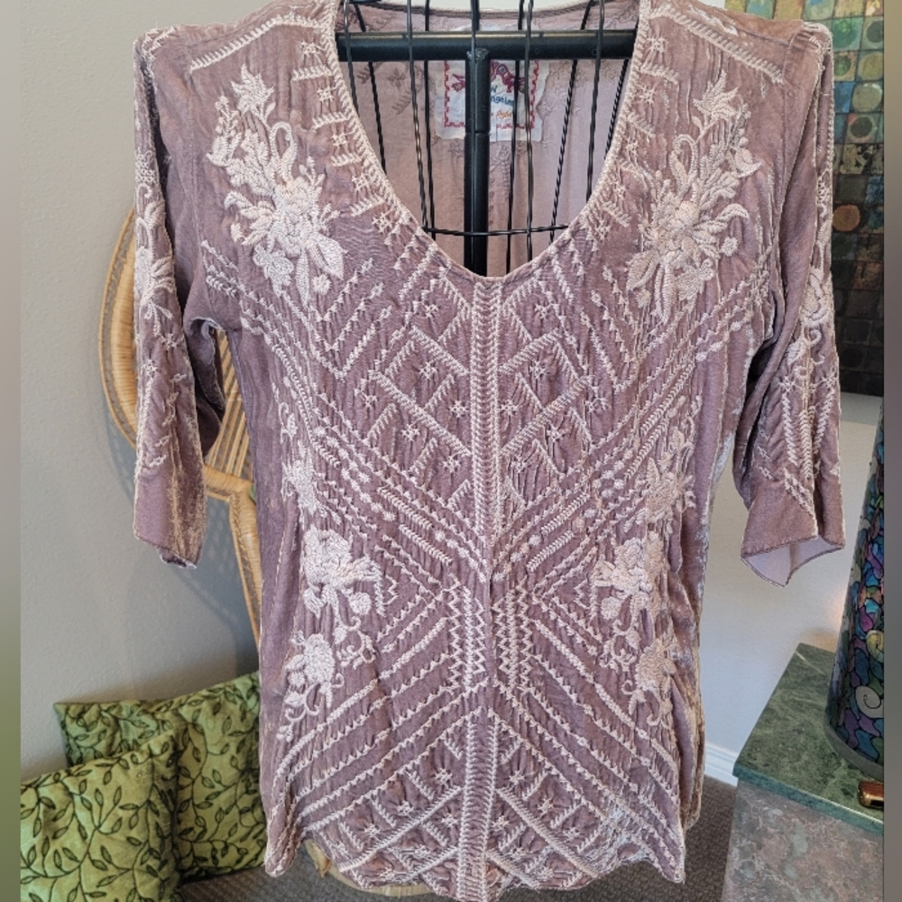 Johnny Was Silk velvet tunic top